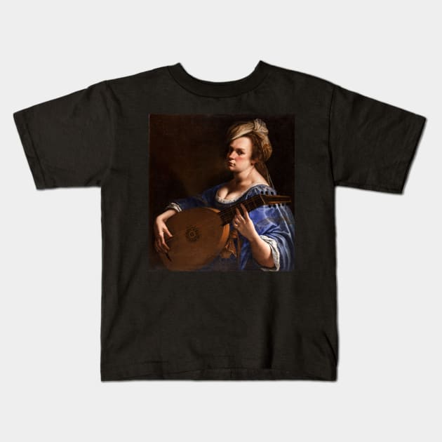 Artemisia Gentileschi , Self Portrait as a Lute Player Kids T-Shirt by YOUR NAME IN ART